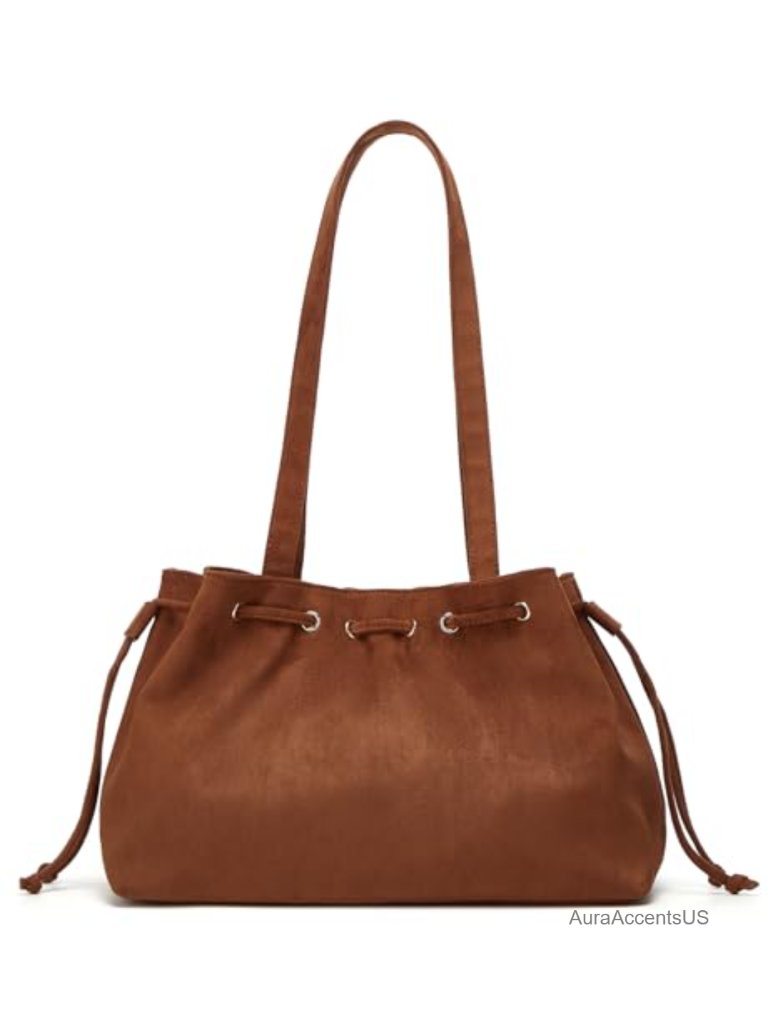 Slouchy Suede Hobo Bucket Bag Women Underarm Shoulder Crossbody Purses College